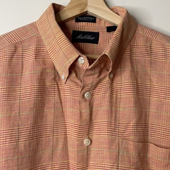 MacCluer | Linen Cotton Plaid Button Down Collared Short Sleeve Shirt XL - Picture 10 of 14